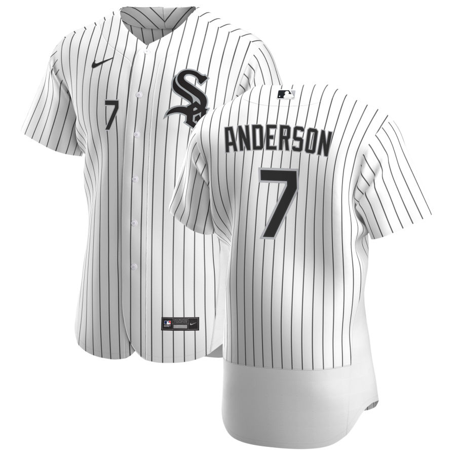 Chicago White Sox #7 Tim Anderson Men Nike White Home 2020 Authentic Player MLB Jersey->chicago white sox->MLB Jersey